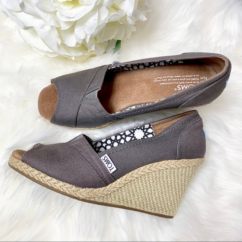TOMS canvas wedges with open toe size 6.5